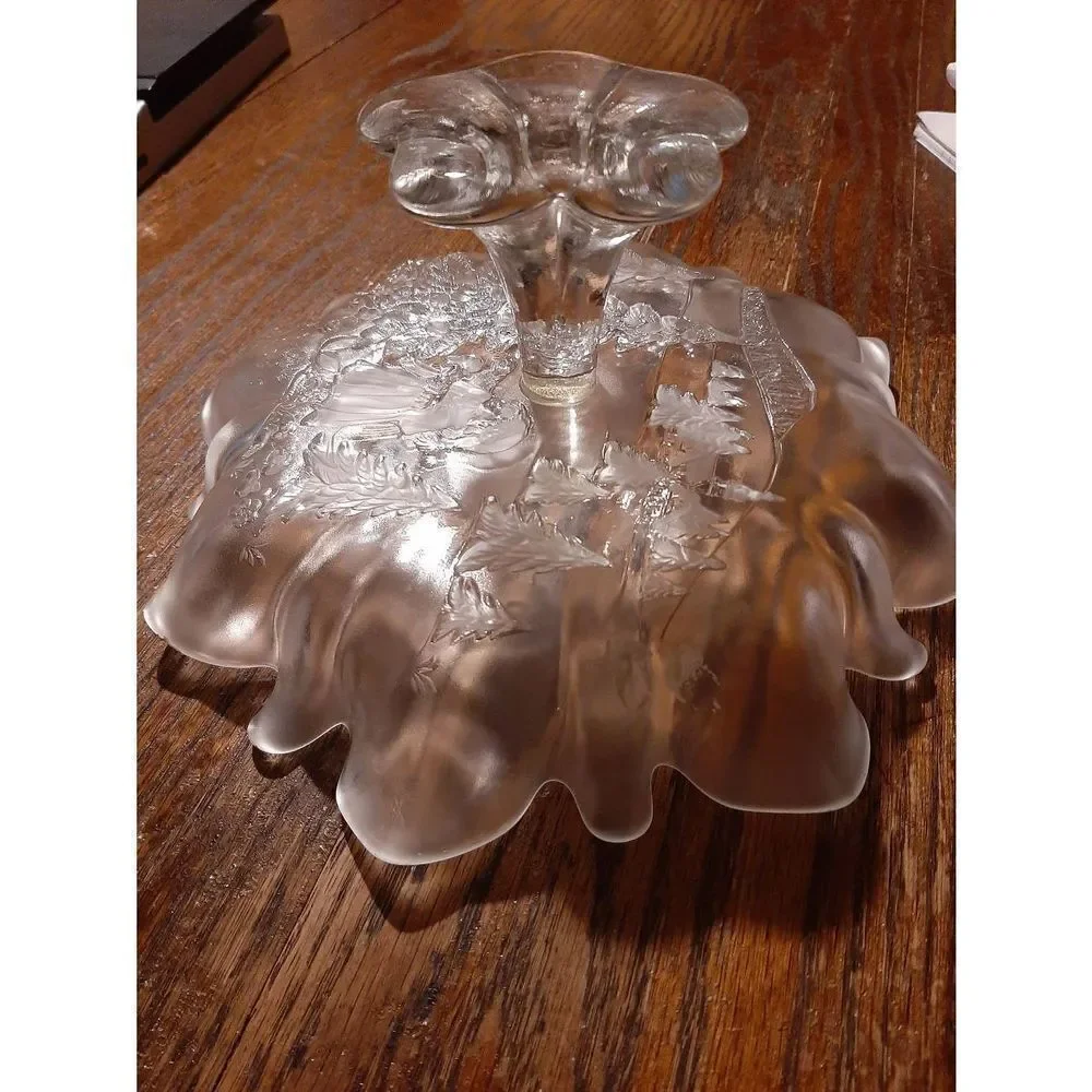 Mikasa Christmas Story Pedestal Candy Nut Bon Bon Frosted Glass Holiday Dish